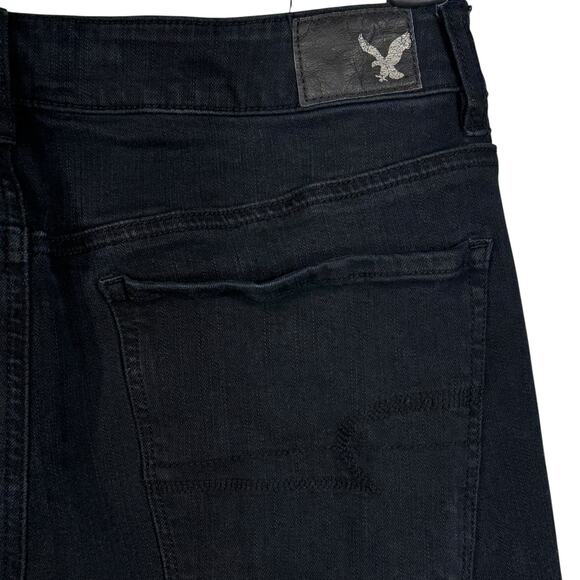 American Eagle SZ 12 Jeggings Jeans Hi-Rise Super Stretch Zip-Fly Pockets Black - Picture 7 of 10